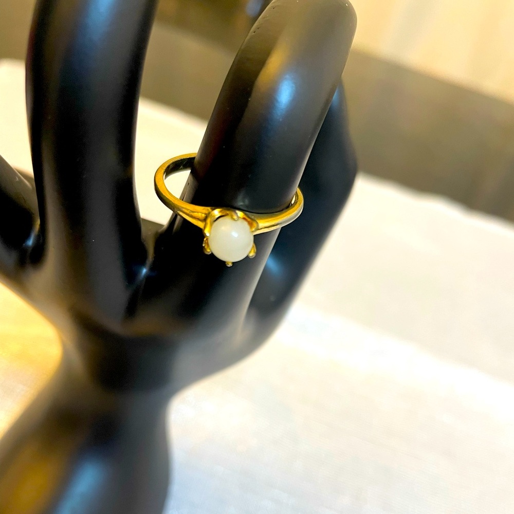 Gold plate ring with pearl setting